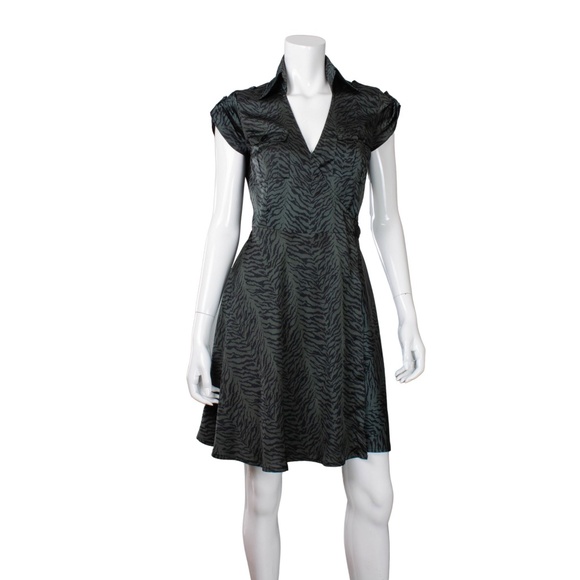 Bionic Green Zebra Print Wrap Dress, size 8 - Picture 1 of 2